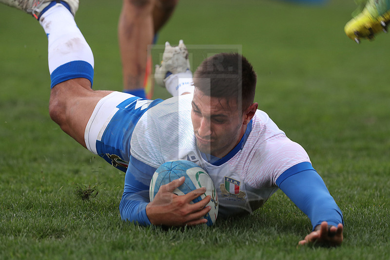 Nazionale A, Test Match 2021, Padova, stadio Plebiscito 14/11/2021, Italia A v Uruguay, la meta di Pierre Bruno. Foto Daniele Resini/Fotosportit
