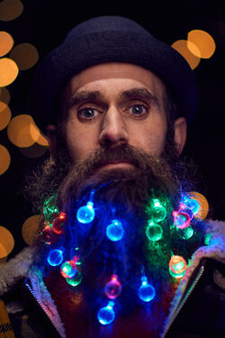 Christmas Time Beard Lights and Wine