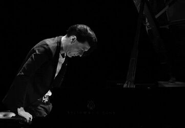 Pianist Ezio Bosso at the Toniolo theater on 22 April 2016 in Mestre Venice Italy