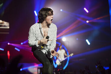 Bradley Simpson of The Vamps performs on stage at Glasgow s SEE Hydro