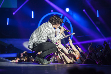 Bradley Simpson of The Vamps performs on stage at Glasgow s SEE Hydro