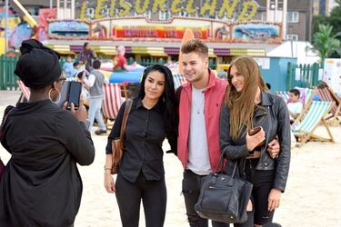 Love Island Heartthrob Chris Hughes Visits The Beach at Brent Cross London