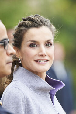 Queen Letizia wears Carolina Herrera ensemble to the National assembly at the Palacio De Sao Bento during the 3rd day of her official visit to Portugal