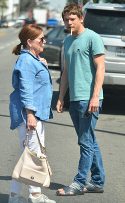 Jack O Connell out with his mother in West Hollywood.
