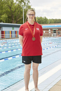 Kirsty Gallacher at Speedo Dive In event London Fields Lido.