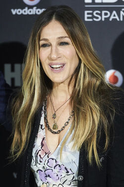 Sarah Jessica Parker fashions a Chanel jacket and Tracey Reese dress at the HBO Espana launch Madrid