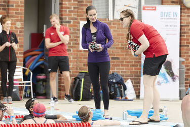 Kirsty Gallacher at Speedo Dive In event London Fields Lido.
