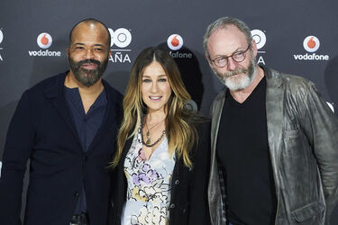 Sarah Jessica Parker fashions a Chanel jacket and Tracey Reese dress at the HBO Espana launch Madrid