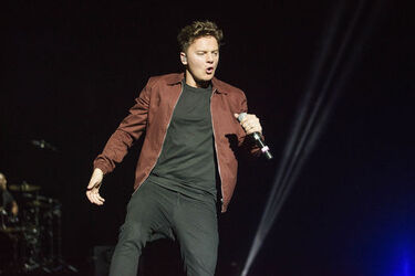 Singer Conor Maynard performs on stage in Glasgow.