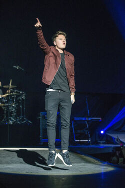 Singer Conor Maynard performs on stage in Glasgow.