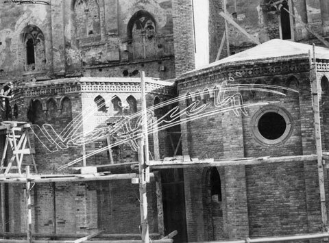 Cattedrale di Vicenza : Restauro 1945-1950. Stampa su carta fotografica bianco e nero fto mm 180x240