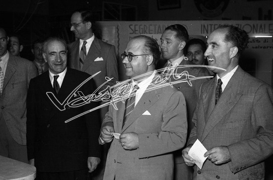 Fiera Campionaria di Vicenza 1949: Guido Gonella. Pellicola - negativo bianco e nero f.to mm 24X36