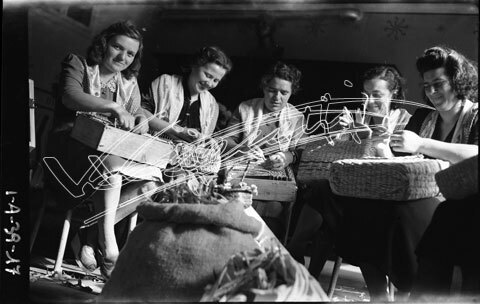 Lavorazione della paglia : Fascio Femminile, Donne Rurali. pellicola - negativo bianco e nero fto mm 60x80