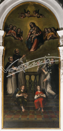 La Beata Vergine col Bambino, S.S. Tommaso D`Aquino, Domenico, Vaterina e Vincenzo Ferrero. : Bottega di Alessandro Maganza. digitale colore 75,3 MB