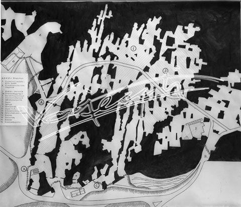 Grotte di Costozza : Carta topografica degli insediamenti industriali. lastra di vetro - negativo bianco e nero fto mm 180x240