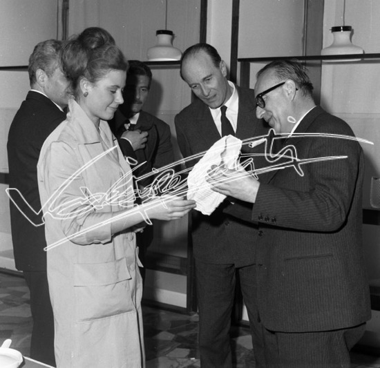 Fiera di Vicenza 1967 : Salone Internazionale della Ceramica: Mariano Rumor. Pellicola - negativo bianco e nero fto mm 60x60