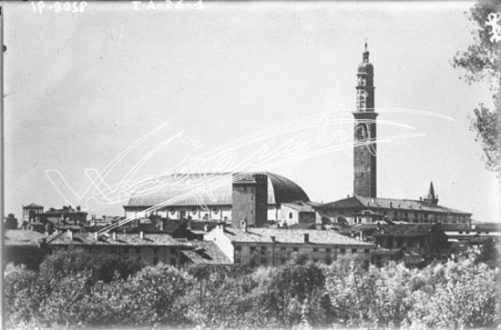 Antica panoramica di Vicenza. lastra di vetro - negativo bianco e nero fto mm 100x150