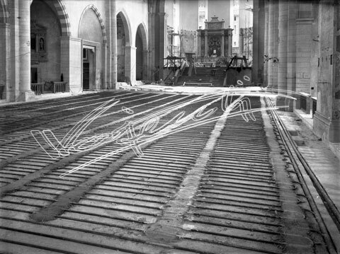 Cattedrale di Vicenza : Restauro 1945-1950. lastra di vetro - negativo bianco e nero fto mm 180x240