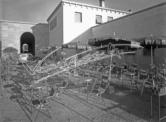 Stazione Ferroviaria: Bar Ristorante. Lastra di vetro - negativo bianco e nero fto mm 180x240