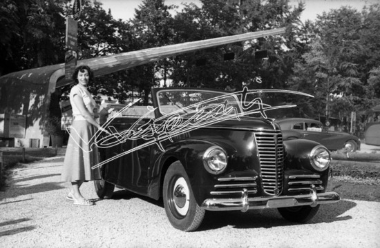 Fiera Campionaria di Vicenza 1949 : Cabriolet Fiat. Pellicola - negativo bianco e nero f.to mm 24X36