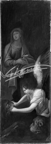 L`Arcangelo Raffaele salva Sara dal Diavolo Asmodeo : Bottega di Giulio Carpioni. pellicola-negativo bianco e nero-13X18