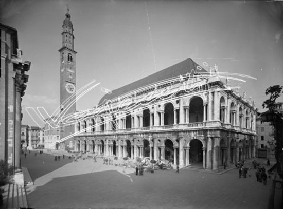 Basilica Palladiana. lastra di vetro - negativo bianco e nero fto mm 130x180