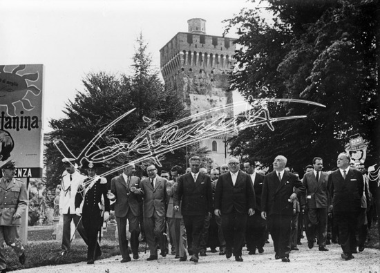 Fiera Campionaria di Vicenza 1963 : Inaugurazione. Lastra di vetro - negativo bianco e nero fto mm 130X180