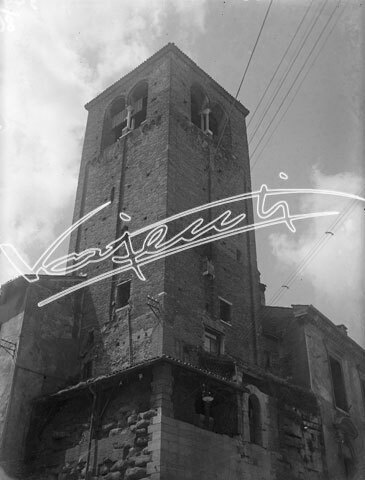 Torre campanaria della Cattedrale. lastra di vetro - negativo bianco e nero fto mm 90x120