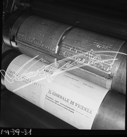 Il Giornale di Vicenza : Tipografia. pellicola - negativo bianco e nero fto mm 60x60