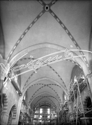 Cattedrale di Vicenza : Restauro 1945-1950. lastra di vetro - negativo bianco e nero fto mm 180x240
