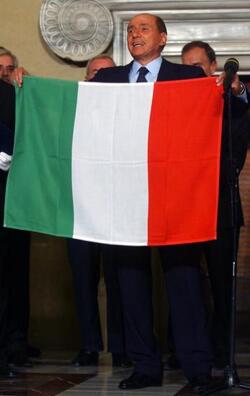 BANDIERA TRICOLORE SILVIO BERLUSCONI PRESIDENTE DEL CONSIGLIO