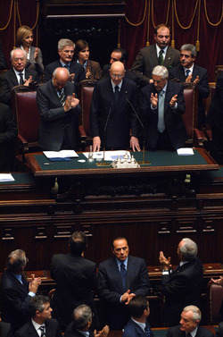 GIORGIO NAPOLITANO PRESIDENTE GIURAMENTO FAUSTO BERTINOTTI FRANCO MARINI SILVIO BERLUSCONI