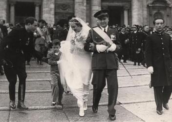 BENITO MUSSOLINI DUCE AL MATRIMONIO DEL FIGLIO VITTORIO CON ORSELLA SAN PIETRO 1937