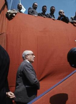 AMINTORE FANFANI POLITICO DC1974 AL COMIZIO PER IL DIVORZIO