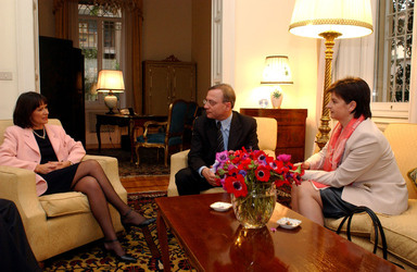 SUSANNE RIESS PASSER VICE CANCELLIERE FEDERALE AUSTRIACO INCONTRA GLI ONOREVOLI AL PARLAMENTO ITALIANO BRUGGER SIEGFRIED E THALER AUSSERHOFER HELGA