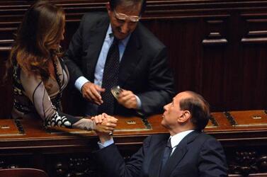 SILVIO BERLUSCONI PRESIDENTE DEL CONSIGLIO DANIELA SANTANCHE IGNAZIO LA RUSSA POLITICO AN