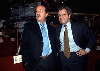 CLEMENTE MIMUN DIRETTORE TG1 CON ENRICO MENTANA DIRETTORE TG5