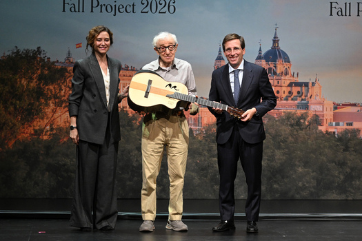 Director Woody Allen holds a press conference ahead of the filming of his new film in Madrid