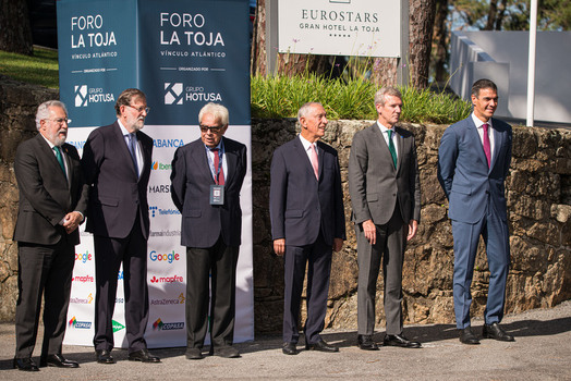 Felipe VI and Pedro S&aacute;nchez attend the opening of the La Toja Forum in O Grove Pontevedra 