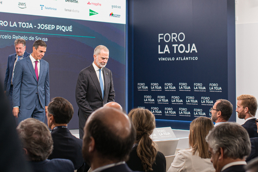 Felipe VI and Pedro S&aacute;nchez attend the opening of the La Toja Forum in O Grove Pontevedra 