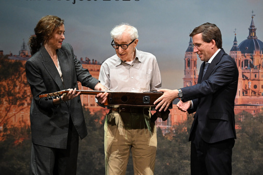 Director Woody Allen holds a press conference ahead of the filming of his new film in Madrid
