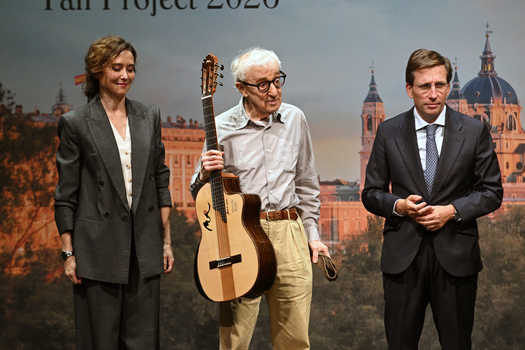 Director Woody Allen holds a press conference ahead of the filming of his new film in Madrid