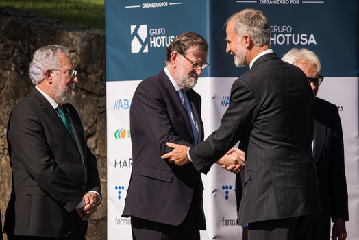 Felipe VI and Pedro S&aacute;nchez attend the opening of the La Toja Forum in O Grove Pontevedra 