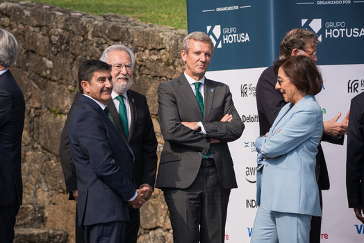 Felipe VI and Pedro S&aacute;nchez attend the opening of the La Toja Forum in O Grove Pontevedra 