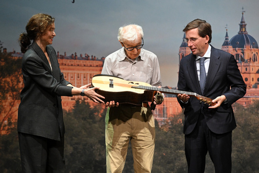 Director Woody Allen holds a press conference ahead of the filming of his new film in Madrid
