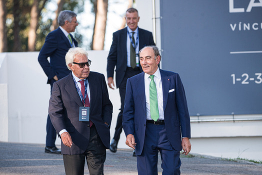 Felipe VI and Pedro S&aacute;nchez attend the opening of the La Toja Forum in O Grove Pontevedra 