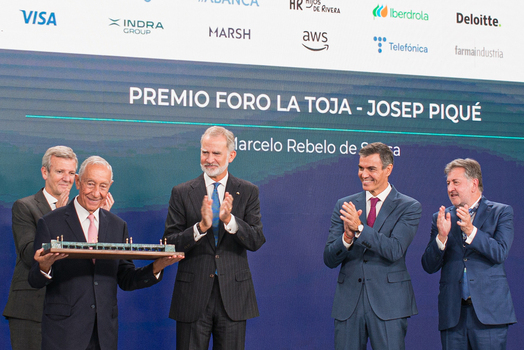 Felipe VI and Pedro S&aacute;nchez attend the opening of the La Toja Forum in O Grove Pontevedra 
