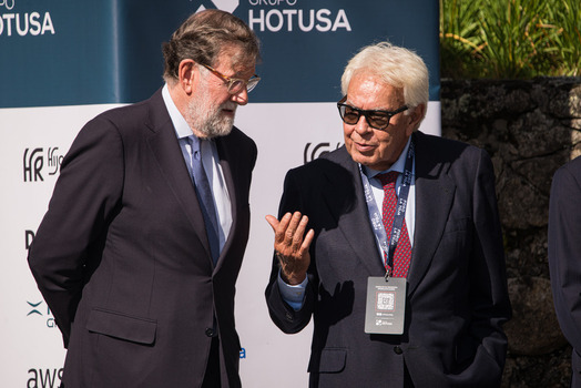 Felipe VI and Pedro S&aacute;nchez attend the opening of the La Toja Forum in O Grove Pontevedra 