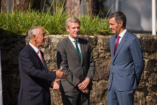 Felipe VI and Pedro S&aacute;nchez attend the opening of the La Toja Forum in O Grove Pontevedra 