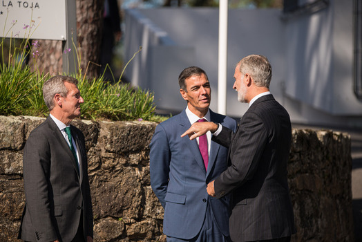 Felipe VI and Pedro S&aacute;nchez attend the opening of the La Toja Forum in O Grove Pontevedra 